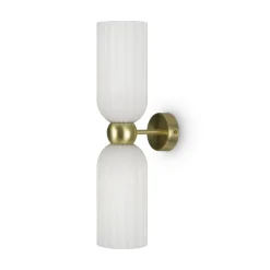 Maytoni vegglampe Antic, 2 lyskilder, gull/hvitt, glass| Design- Og Hotellbelysning