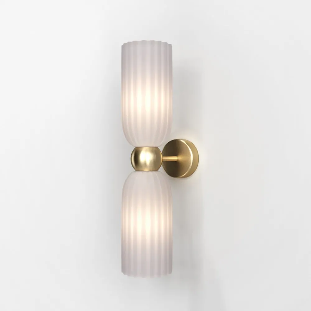 Maytoni vegglampe Antic, 2 lyskilder, gull/hvitt, glass| Design- Og Hotellbelysning