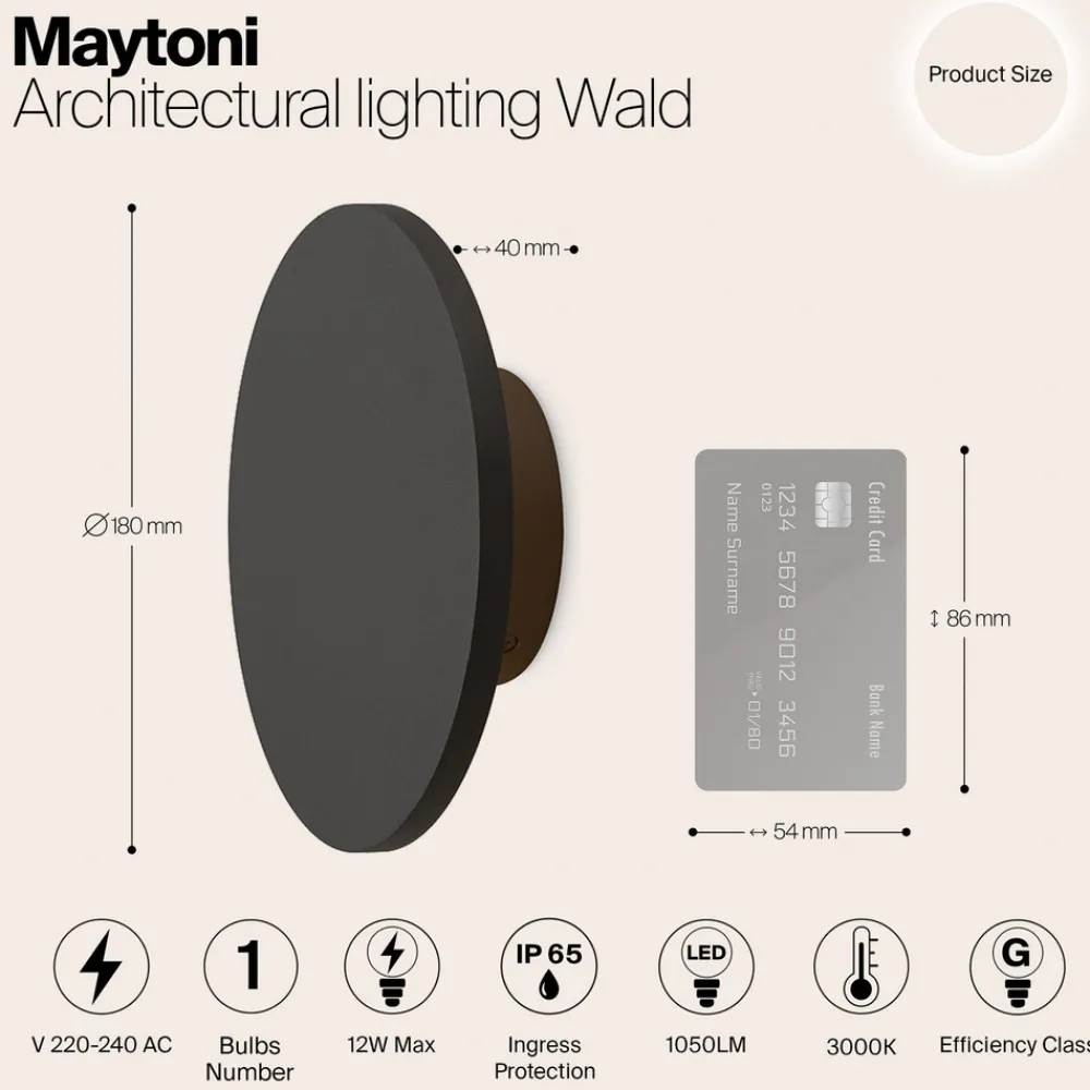 Maytoni Wald utendørs LED-vegglampe, 3000K, grafitt Discount