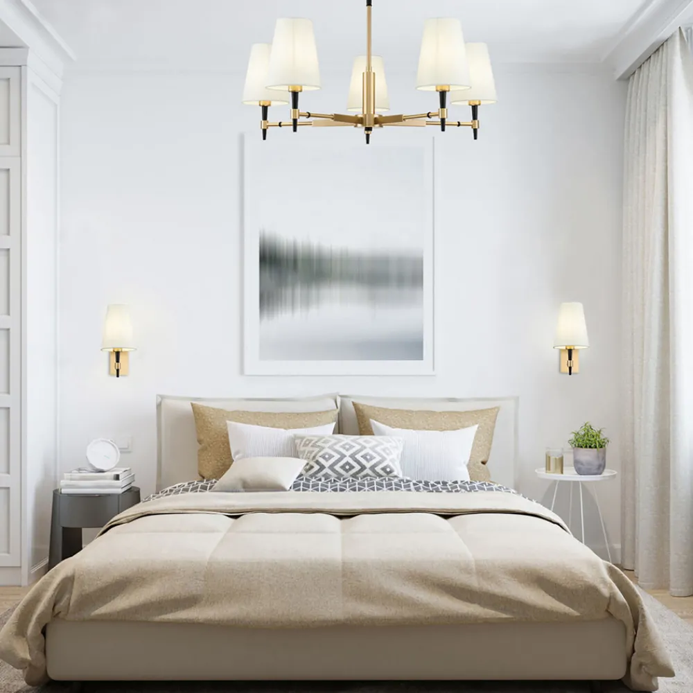 Maytoni Zaragoza lysekrone 5 lyskilder tekstilskj