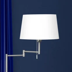 Steinhauer MEANDER gulvlampe i sølv med stoffskjerm Discount