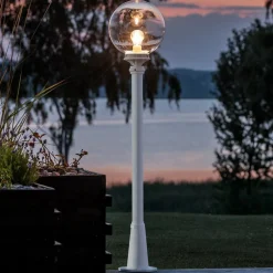 Konstsmide Med klar kule - veilampe Linus i hvit| Gatebelysning, Pullert Belysning