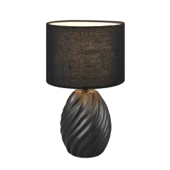 Reality Leuchten Melva bordlampe, matt svart, Ø 18 cm, keramikk, E14| Bordlamper