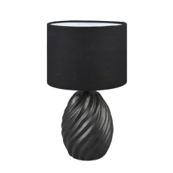 Reality Leuchten Melva bordlampe, matt svart, Ø 18 cm, keramikk, E14| Bordlamper