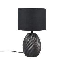 Reality Leuchten Melva bordlampe, matt svart, Ø 18 cm, keramikk, E14| Bordlamper