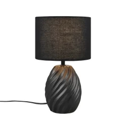 Reality Leuchten Melva bordlampe, matt svart, Ø 18 cm, keramikk, E14| Bordlamper