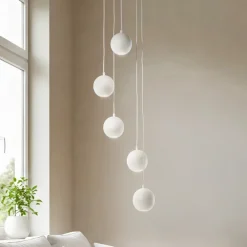 HELAM Midway hengelampe, 5 lyskilder, rund, sandfarget, GU10 Sale