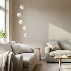 HELAM Midway hengelampe, 5 lyskilder, rund, sandfarget, GU10 Sale