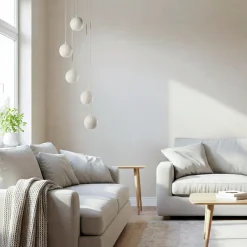 HELAM Midway hengelampe, 5 lyskilder, rund, sandfarget, GU10 Sale