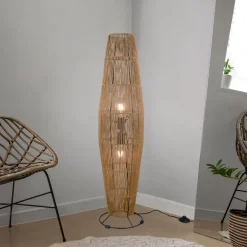 Reality Leuchten Miki gulvlampe, brun, høyde 103 cm, papir