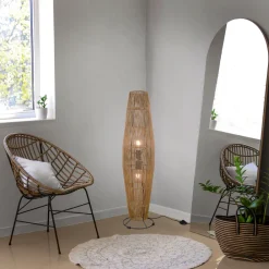 Reality Leuchten Miki gulvlampe, brun, høyde 103 cm, papir