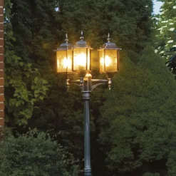 Konstsmide MILANO lyktestolpe med tre lys i svart og sølv| Lyktestolper