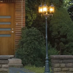 Konstsmide MILANO lyktestolpe med tre lys i svart og sølv| Lyktestolper