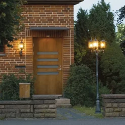 Konstsmide MILANO lyktestolpe med tre lys i svart og sølv| Lyktestolper