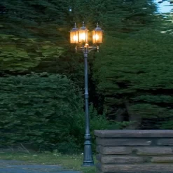 Konstsmide MILANO lyktestolpe med tre lys i svart og sølv| Lyktestolper