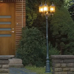 Konstsmide MILANO lyktestolpe med tre lys i svart og sølv| Lyktestolper