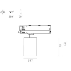 Molto Luce Mova skinnespot 67 mm svart 3-fase Best