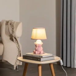 ONLI Monkey bordlampe, rosa, keramikk, 28 cm høy, E14| Bordlamper