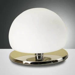 Fabas Luce Morgana bordlampe, forkrommet / hvit, berøringsdimmer, 3000 K Hot