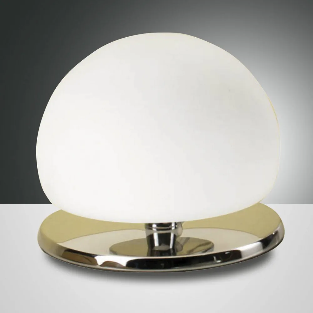 Fabas Luce Morgana bordlampe, forkrommet / hvit, berøringsdimmer, 3000 K Hot