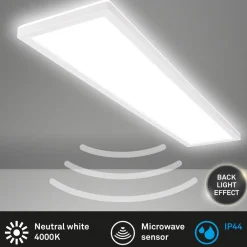 Briloner Move LED-panel, sensor, 98 x 20 cm, IP44, plast, hvit Hot
