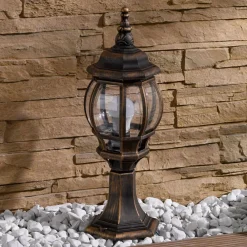 Lindby Nadesha sokkellampe, børstet gull| Sokkellamper