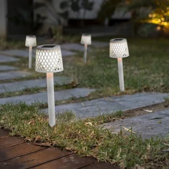 Newgarden LED-solcellelampe Gretita, hvit, jordspyd, sett med 4 stk Sale