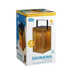 Newgarden Okinawa LED-solcellebordlampe av bambus| Dekorasjonsbelysning|Kommersiell Utebelysning