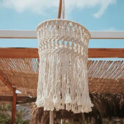 Newgarden oppladbar hengelampe Mykonos, hvit, bomull| Pendellamper Utendørs