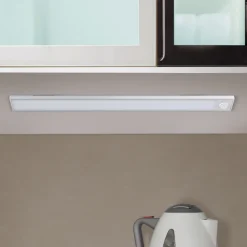 ORION Norman LED-benkbelysning, sølvfarget, oppladbart batteri, sensor, USB Outlet