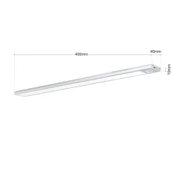 ORION Norman LED-benkbelysning, sølvfarget, oppladbart batteri, sensor, USB Outlet