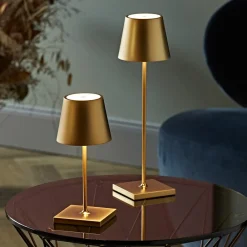 Sigor Nuindie LED oppladbar bordlampe, USB-C, gull, IP54, dimbar| Dekorasjonsbelysning|Terrassebelysning