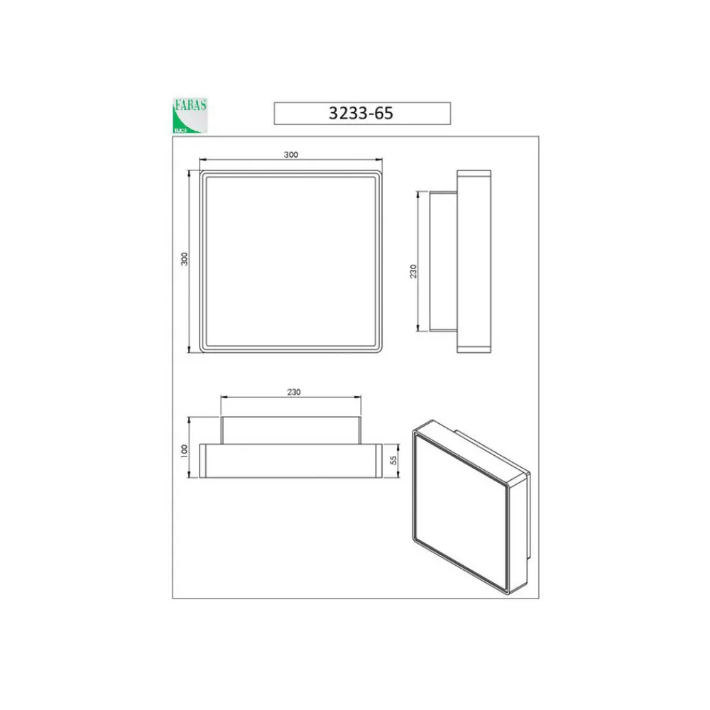 Fabas Luce Oban vegglampe, 30 cm x 30 cm, 2 x E27, hvit, IP65 Sale