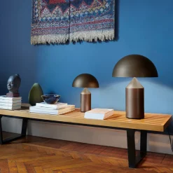 Oluce Atollo bordlampe, dimbar, Ø38cm, bronse| Design- Og Hotellbelysning|Bordlamper