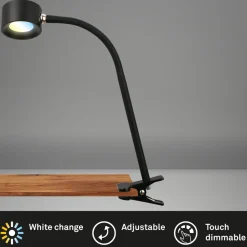 Briloner Oppladbar klemmelampe Tari, svart, CCT, berøringsdimmer, USB Clearance
