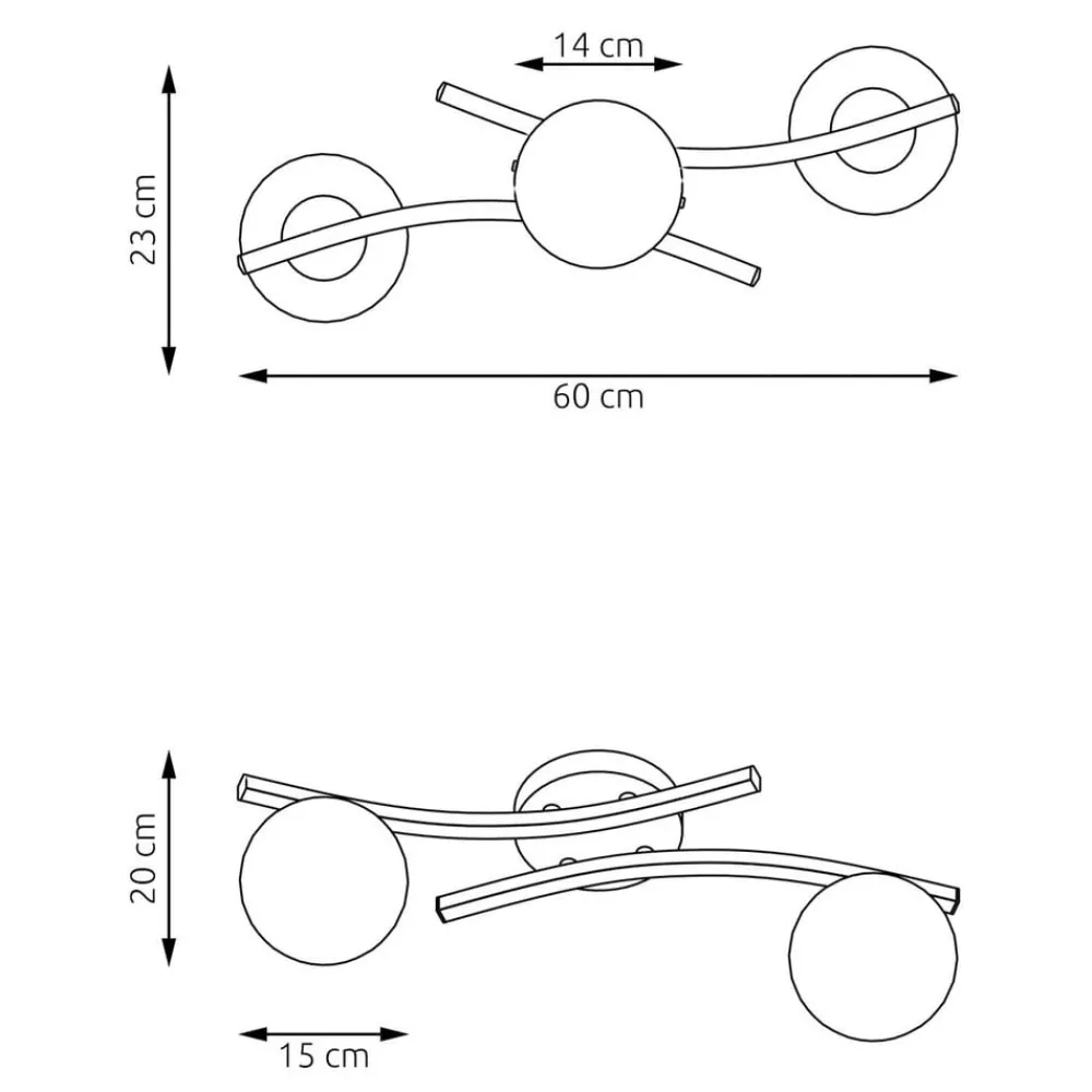 EMIBIG LIGHTING OPUS taklampe, lengde 60 cm, opal/svart, glass, 2 lyskilder.| Taklamper