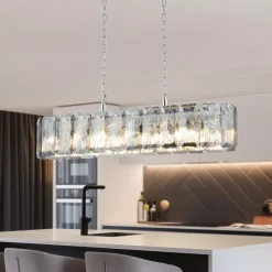 Lucea Orvin lysekrone, lineær, krom, 16-lys, lengde 96 cm, glass Sale