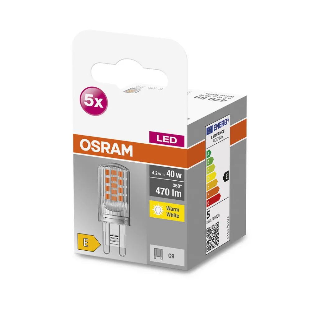 OSRAM Base PIN LED-stiftpære G9 4,2W 470lm 5stk Clearance