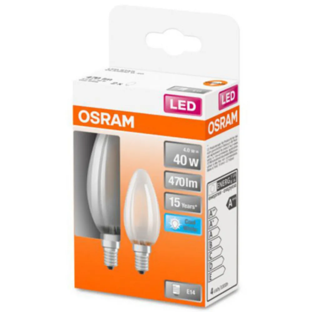 OSRAM Classic B LED-pære E14 4 W 4 000 K matt 2-er Clearance