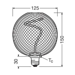 OSRAM Decor LED Spiral Filament Globe E27 3,5W svart 818 New