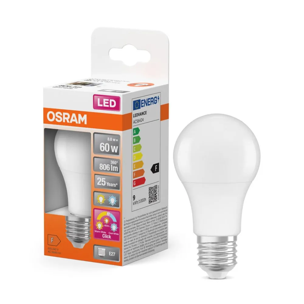 OSRAM LED Relax/Active/Sleep tradisjonell glødepære E27 8,8W matt 827/840| E27 Pærer