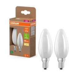 OSRAM LED stearinlys matt E14 2,2W 2700K 470lm 2-pk| E14 Pærer