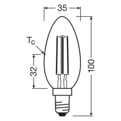 OSRAM LED stearinlysfilament E14 2,2W 827 energiklasse A 3-pakning| Filament Pærer|Filament Pærer