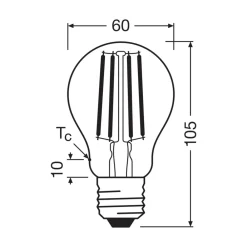 OSRAM LED tradisjonell glødepære E27 7,2W filament 2 700K 1521lm 2-pk New