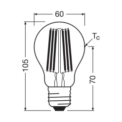 OSRAM LED tradisjonell glødepære E27 7,2W Filament 4,000K 1521lm 2-pk Sale