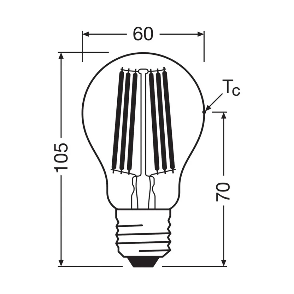 OSRAM LED tradisjonell glødepære E27 7,2W Filament 4,000K 1521lm 2-pk Sale