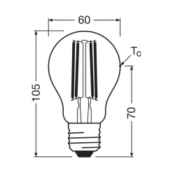 OSRAM LED tradisjonell glødepære E27 3,8W Filament 4,000K 806lm 2-pk| E27 Pærer