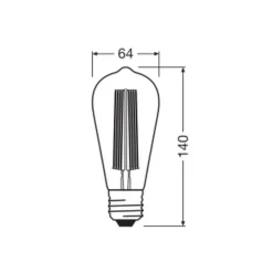 OSRAM LED Vintage 1906 Edison, grå, E27, 11 W, 818, dimbar Outlet