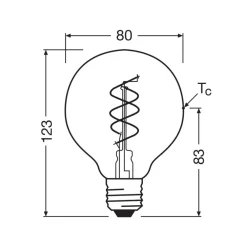 OSRAM LED Vintage G80 E27 4,9W 922 Spiral Filament gull dimbar| E27 Pærer