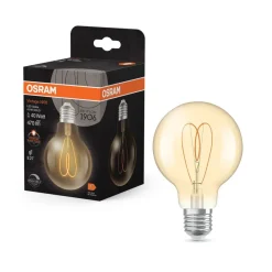 OSRAM LED Vintage G80 E27 4,9W 922 Heart Filament gull dimbar| E27 Pærer|Filament Pærer